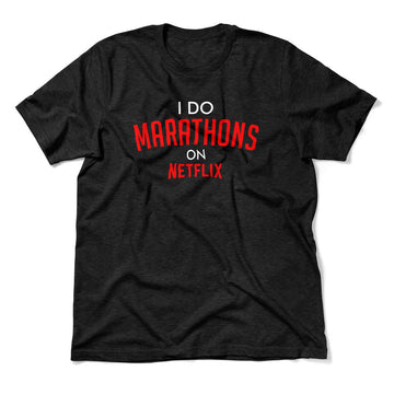 I Do Marathons On Netflix Men/Unisex T-Shirt in Heather Black color